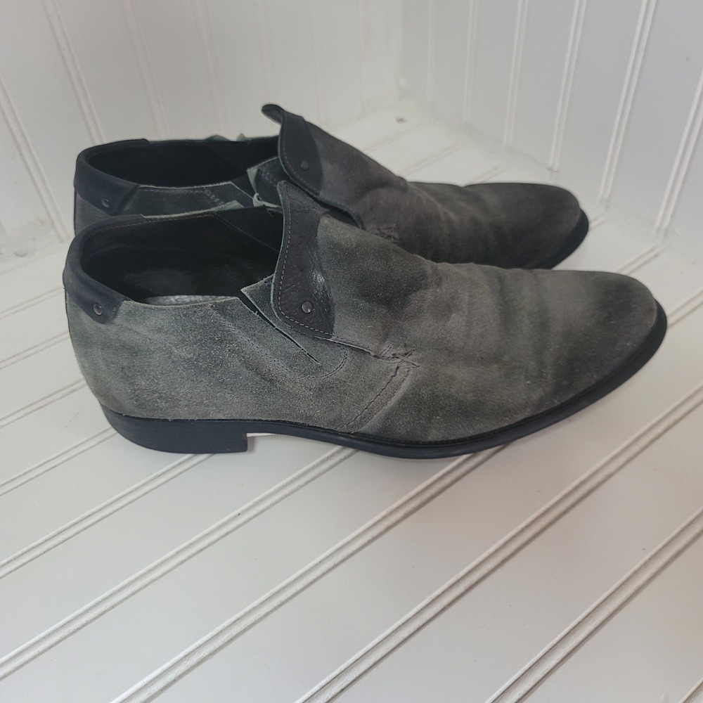 Bacco Bucci Shoes Mens 12 Gray Leather Suede Slip On Loafer Handcrafted In Italy